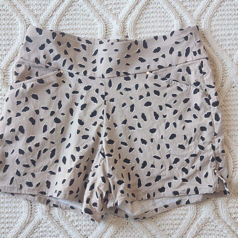 INC International Concepts  Beige Printed Stretchy Pull On Shorts Size 6